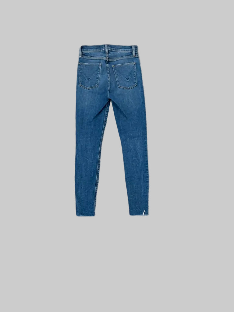 Hudson Nico Mid-Rise Straight Ankle Jeans Penny Wash Raw Hem 25