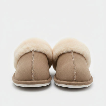 Women's Slide-On Shearling Suede Slippers Chestnut Size 9-10