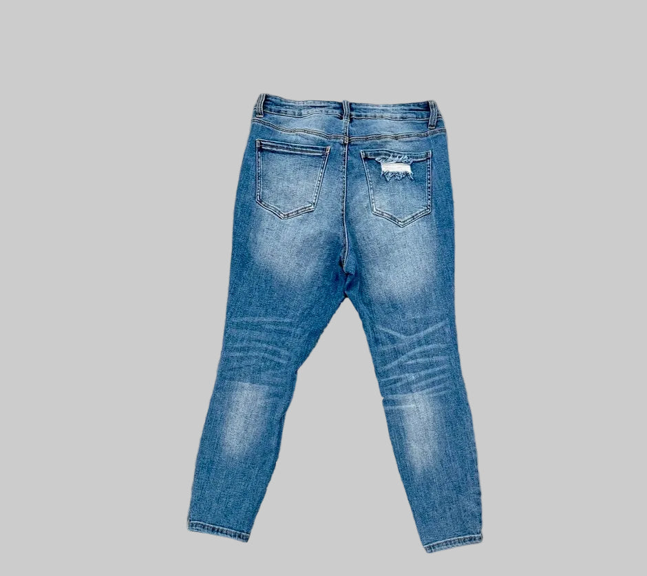 Wax Jean Plus Size 18 Blue Distressed Skinny Jeans ✨ Ultimate Comfort Stretch