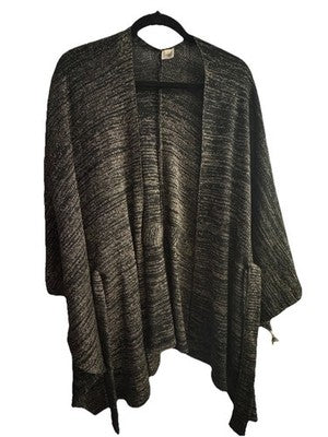 Poncho con Lazo Glitter Negro con Brillo Metálico Plateado Talla Única