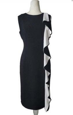 Vestido largo de diseñador elegante negro Karl Lagerfeld, sin mangas T 10