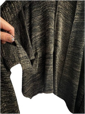 Poncho con Lazo Glitter Negro con Brillo Metálico Plateado Talla Única