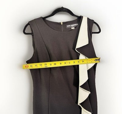 Vestido largo de diseñador elegante negro Karl Lagerfeld, sin mangas T 10