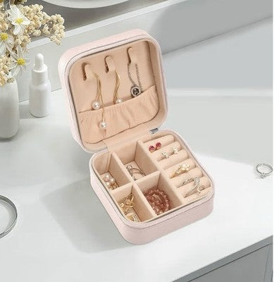 Pink Sea Turtle Travel Jewelry Case – PU Leather Zipper Organizer Box – Portable