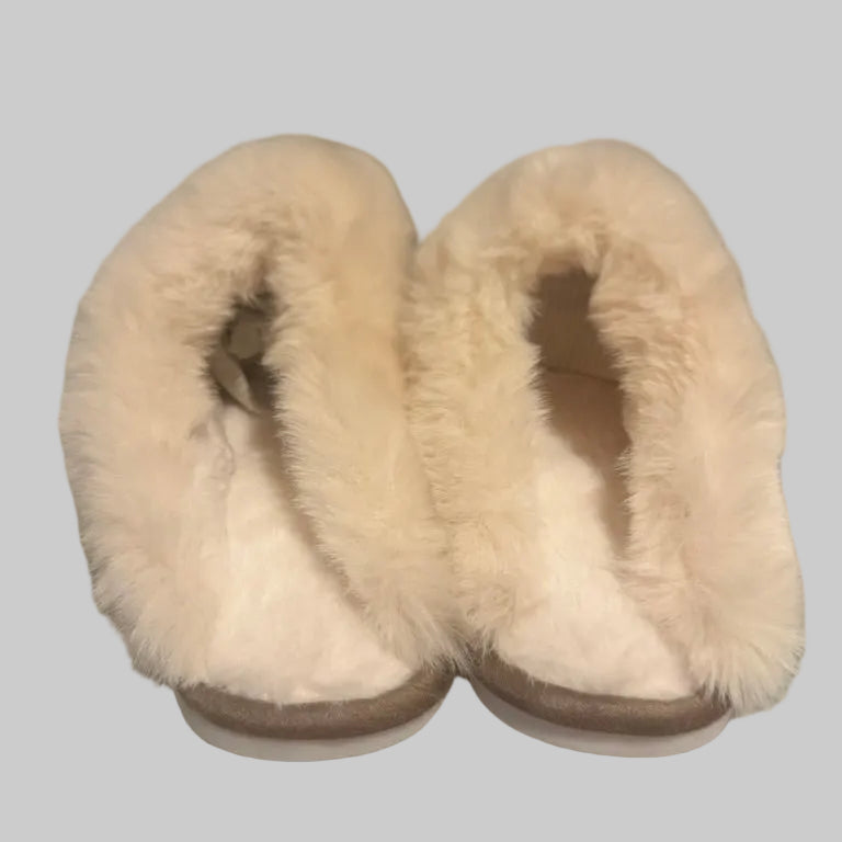 Women's Slide-On Shearling Suede Slippers Chestnut Size 9-10