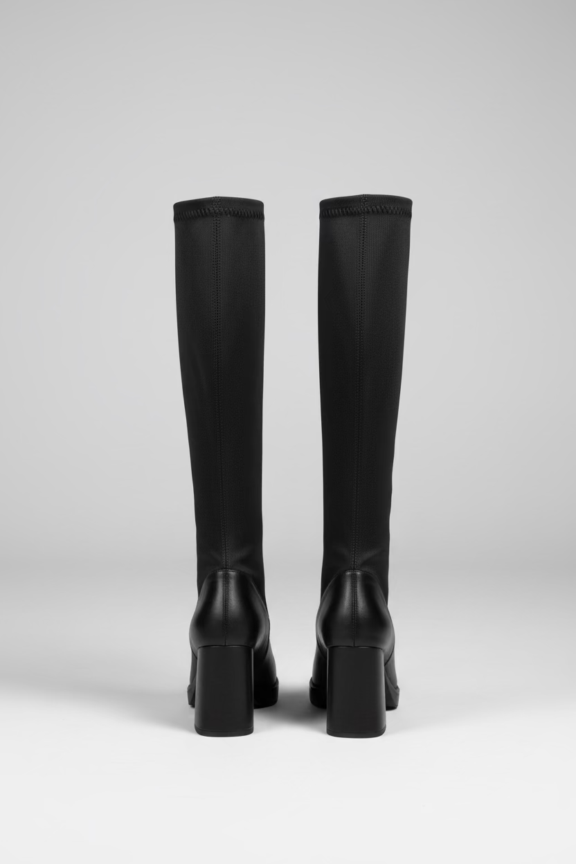 Black high-heeled boots backside