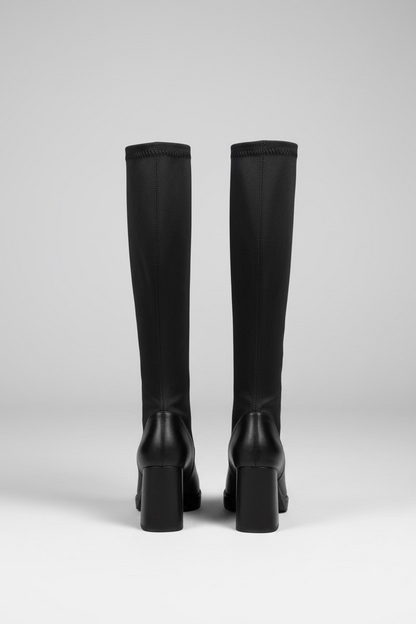 Black high-heeled boots backside