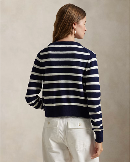 Polo Ralph Lauren Like New Striped Cotton Crewneck Cardigan - Medium