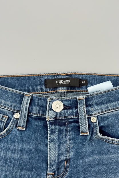 Hudson Nico Mid-Rise Straight Ankle Jeans Penny Wash Raw Hem 25