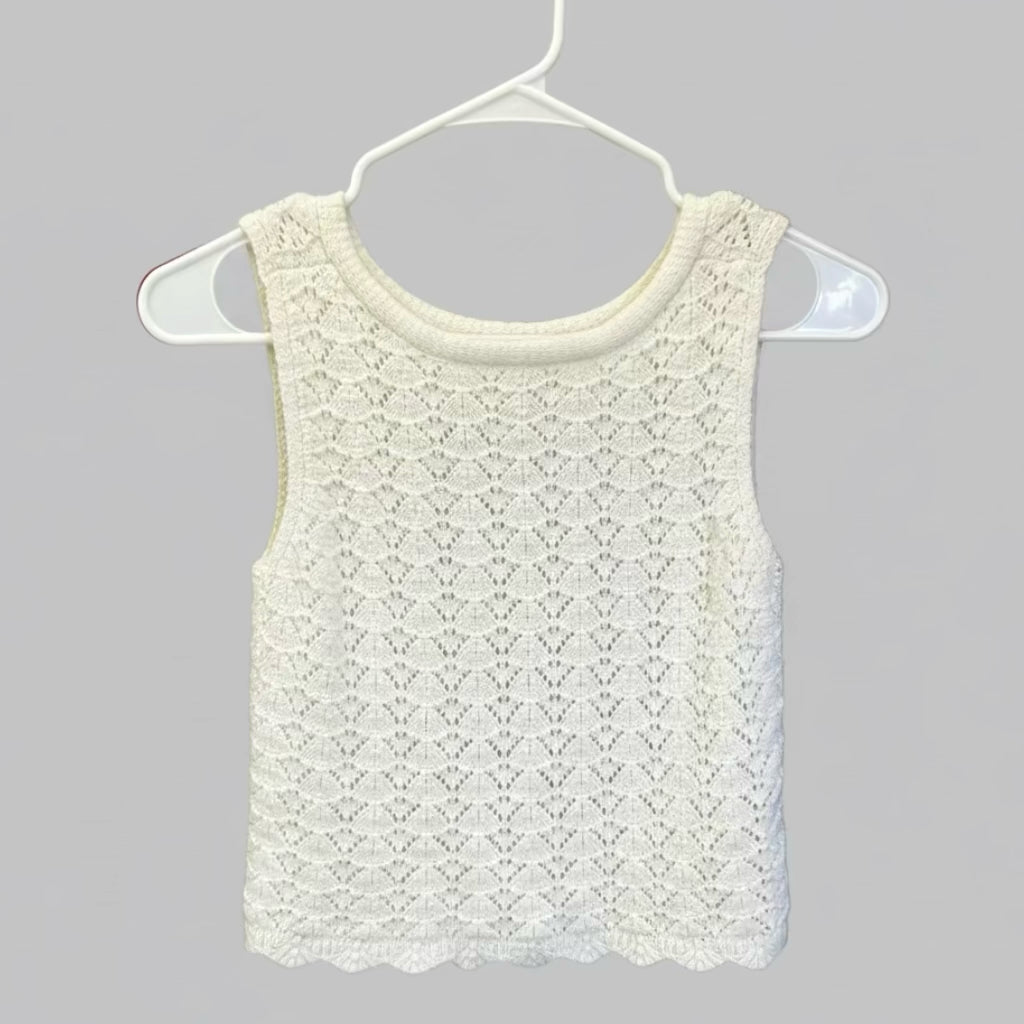 Hippie Rose Boho Open Knit Tie-Front Sweater Vest XS
