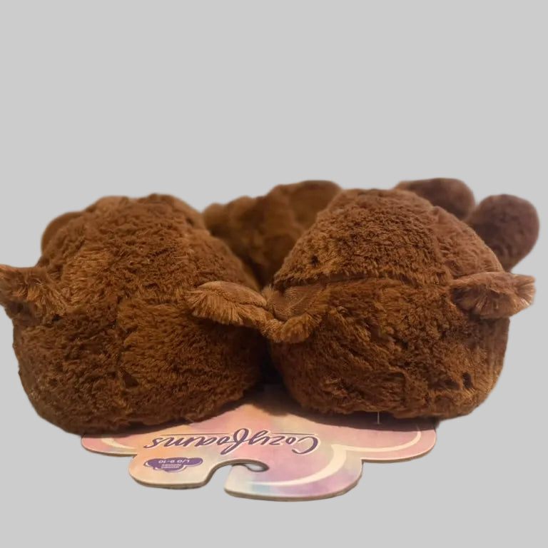 CozyFoams Women’s Teddy Bear Slippers Brown Plush Size 9-10 NWT