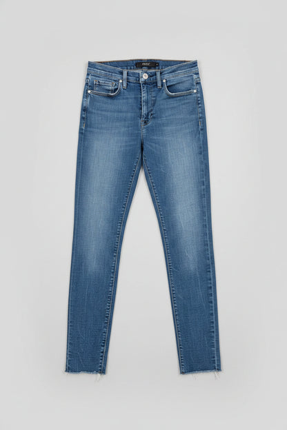 Hudson Nico Mid-Rise Straight Ankle Jeans Penny Wash Raw Hem 25