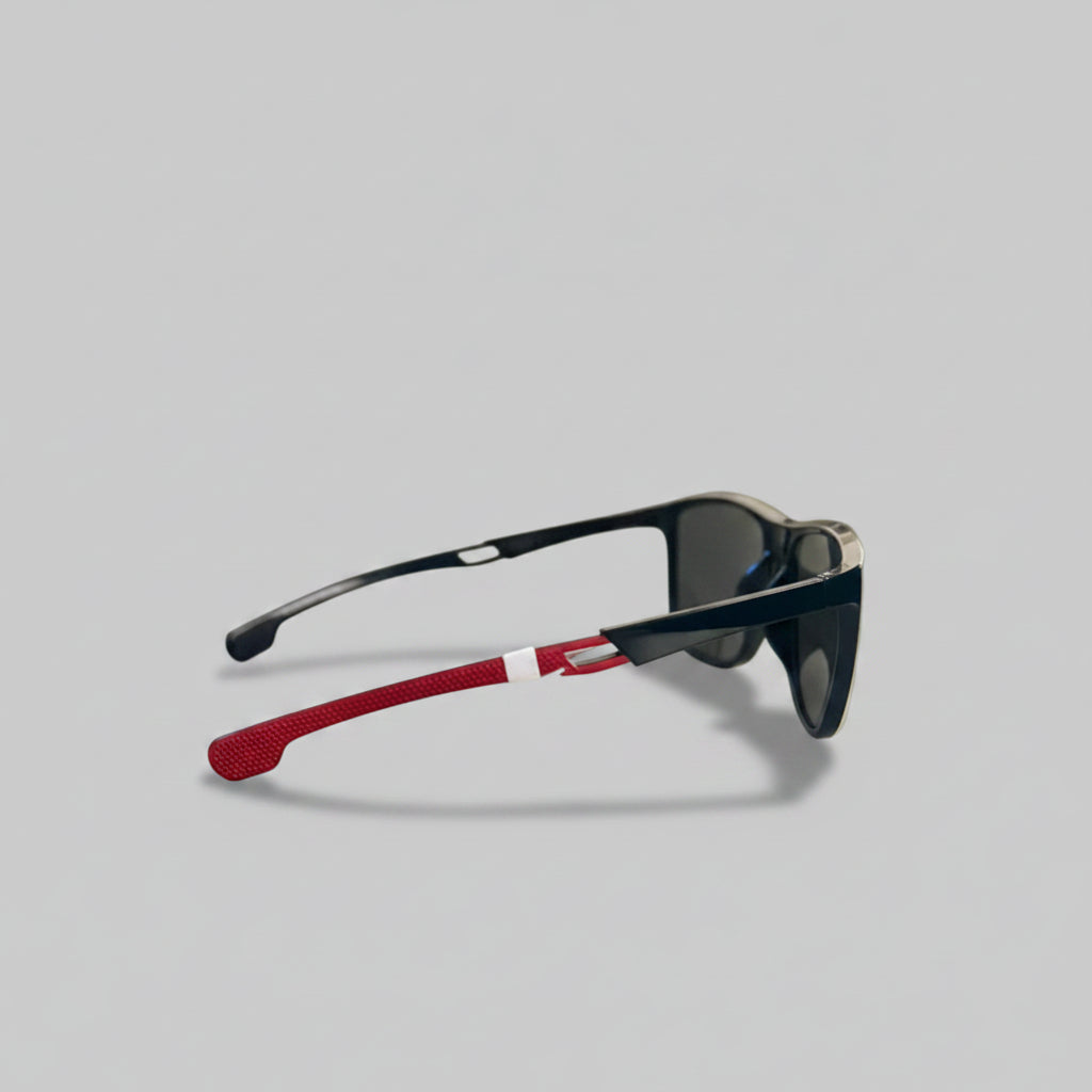 Baxtery Squares Black & Red Sunglasses NWT Gold Reflective UV Protection Shades