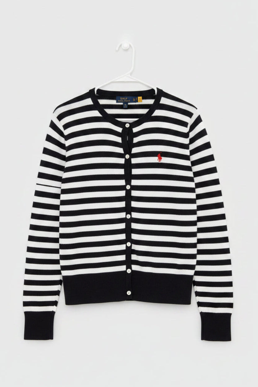 Navy and white striped POLO sweater