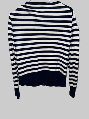 Back of POLO Navy and white striped sweater