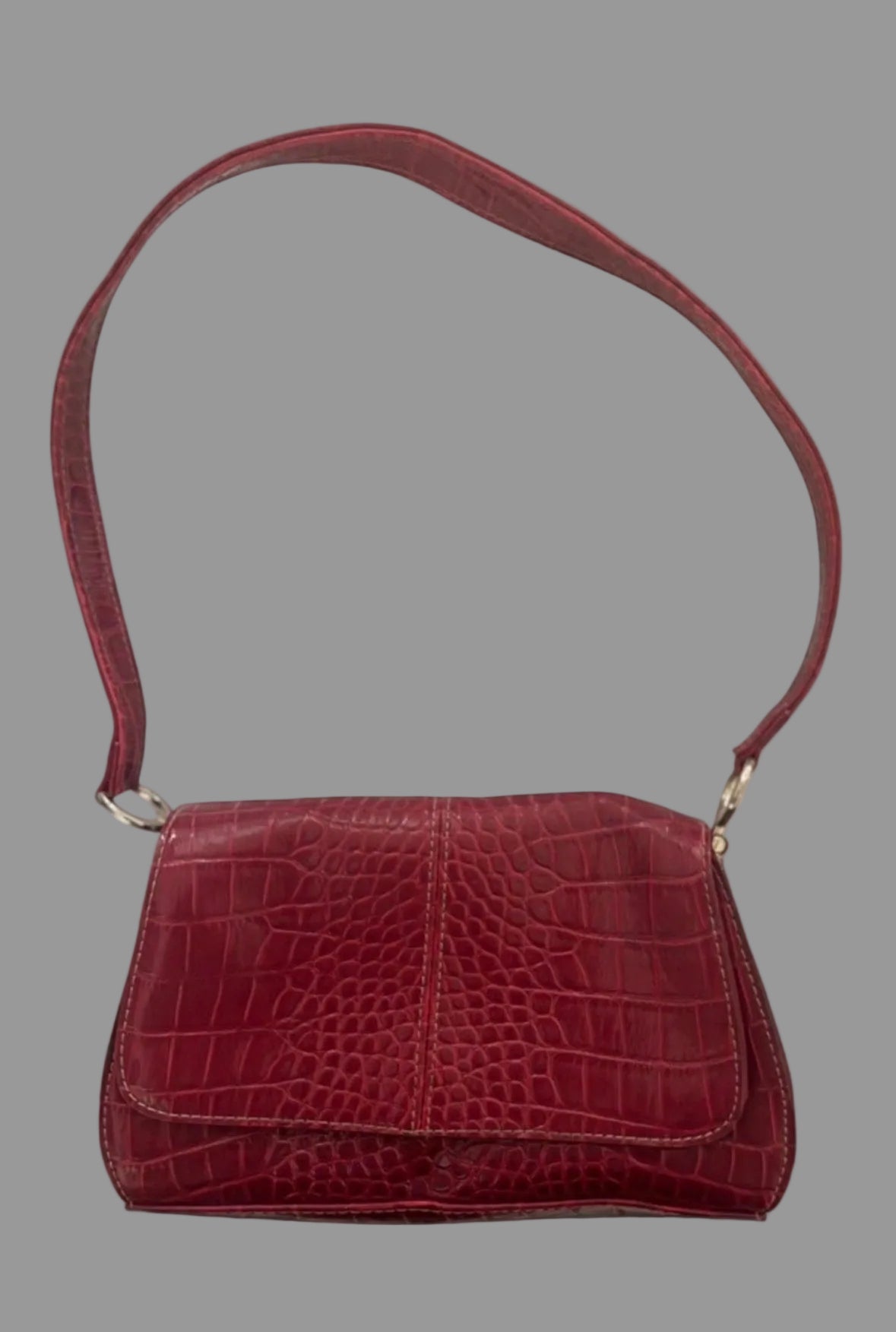 Vintage Liz Claiborne Red Croc Embossed Y2K Shoulder Bag