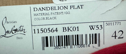 Close-up of a label with product details and price on a cardboard background