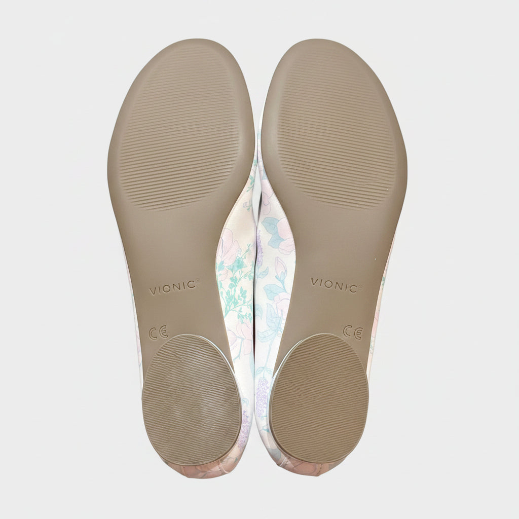 Vionic Callisto Botanical Ballet Flats Ivory Floral Size 6 M NWB