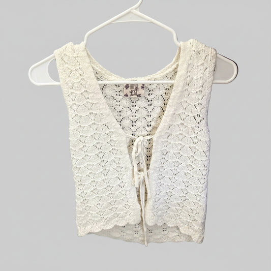 Hippie Rose Boho Open Knit Tie-Front Sweater Vest XS