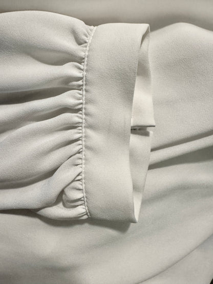 White House Black Market V-Neck Long Sleeve Blouse White (Size 14)