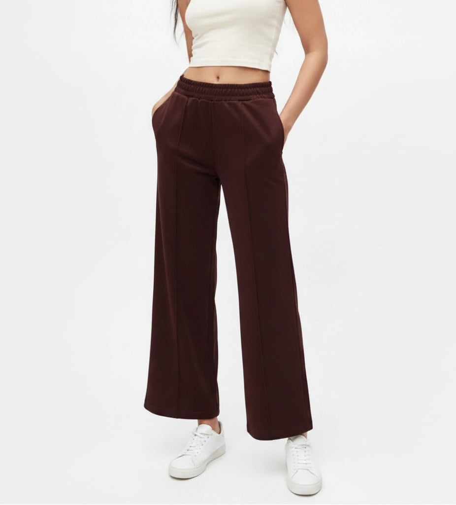 Urban Outfitters BDG Piper Wide Leg Pintuck Track Pants - Maroon (Small)