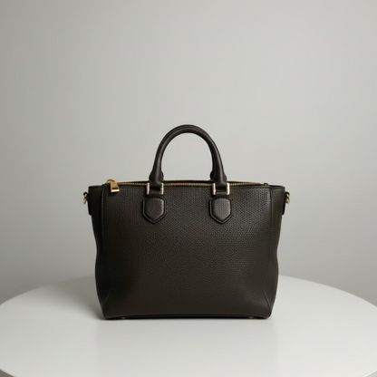 Black leather handbag