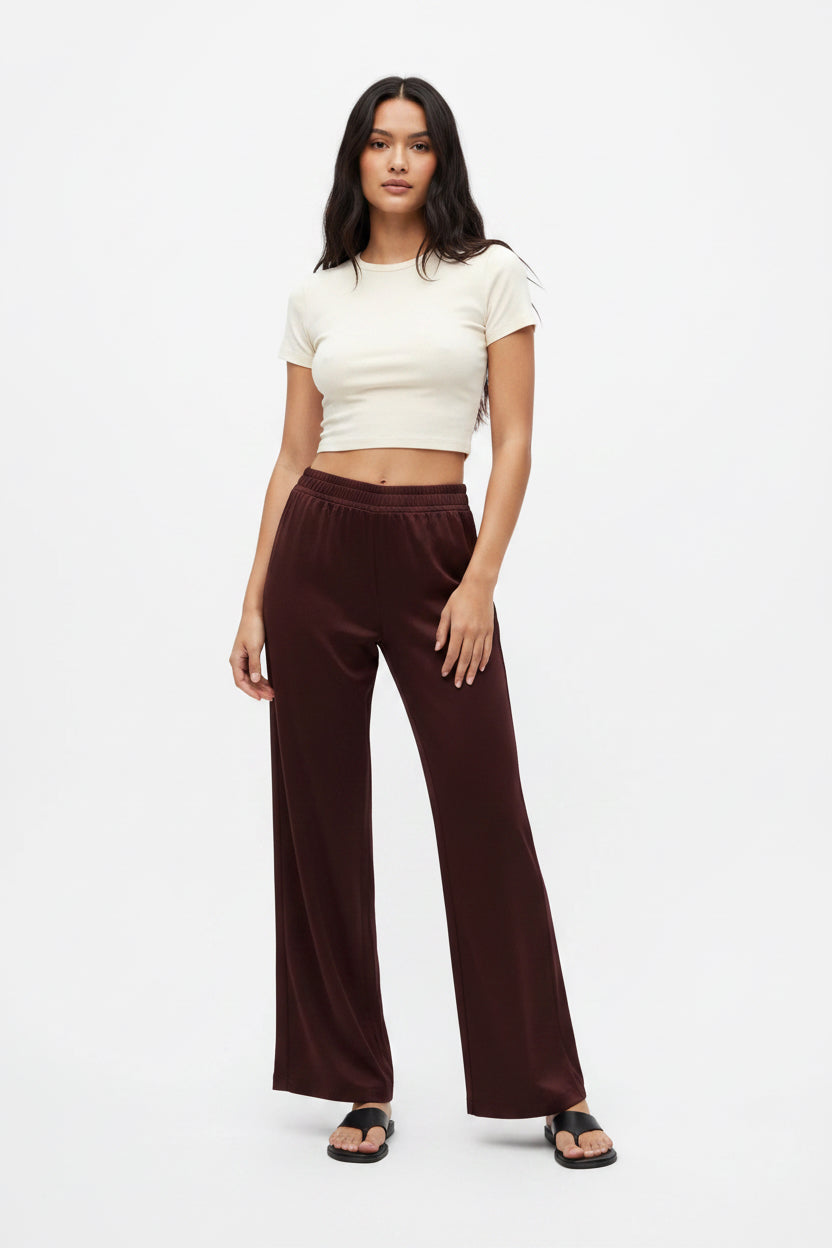 Urban Outfitters BDG Piper Wide Leg Pintuck Track Pants - Maroon (Small)