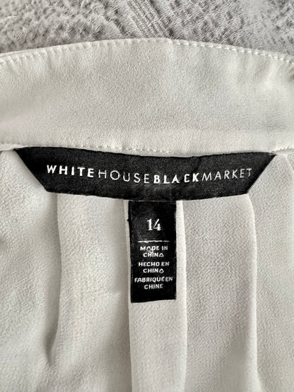 White House Black Market V-Neck Long Sleeve Blouse White (Size 14)