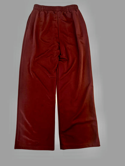 Urban Outfitters BDG Piper Wide Leg Pintuck Track Pants - Maroon (Small)