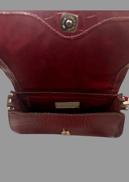 Vintage Liz Claiborne Red Croc Embossed Y2K Shoulder Bag