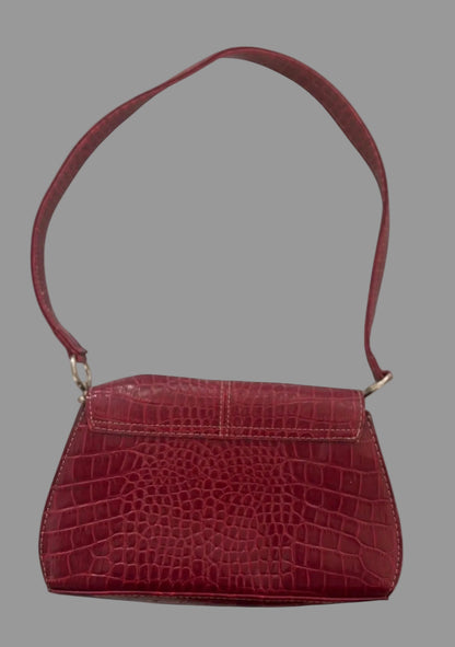 Vintage Liz Claiborne Red Croc Embossed Y2K Shoulder Bag