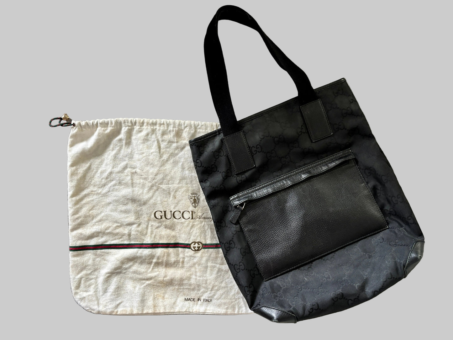 GUCCI Vintage GG Monogram Logo Canvas Leather Shoulder Bag Purse & Dust Bag