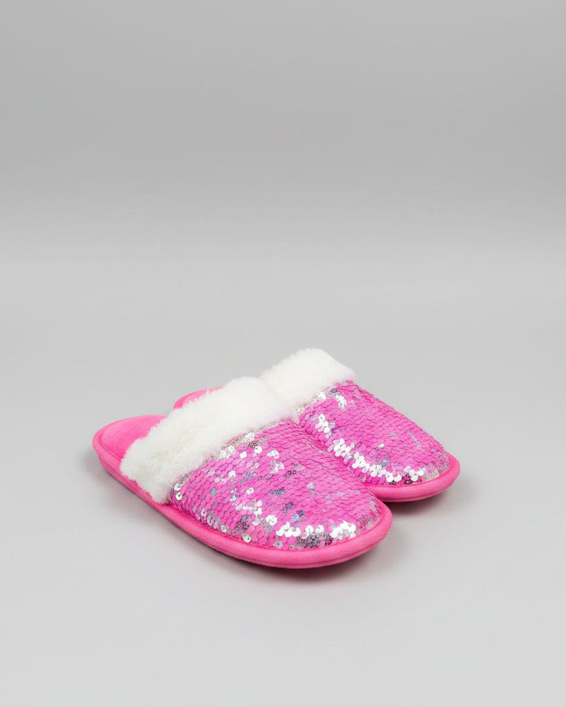 Thereabouts Girls Pink Sequin Slippers - Size M/L (Big Kids 2-4)