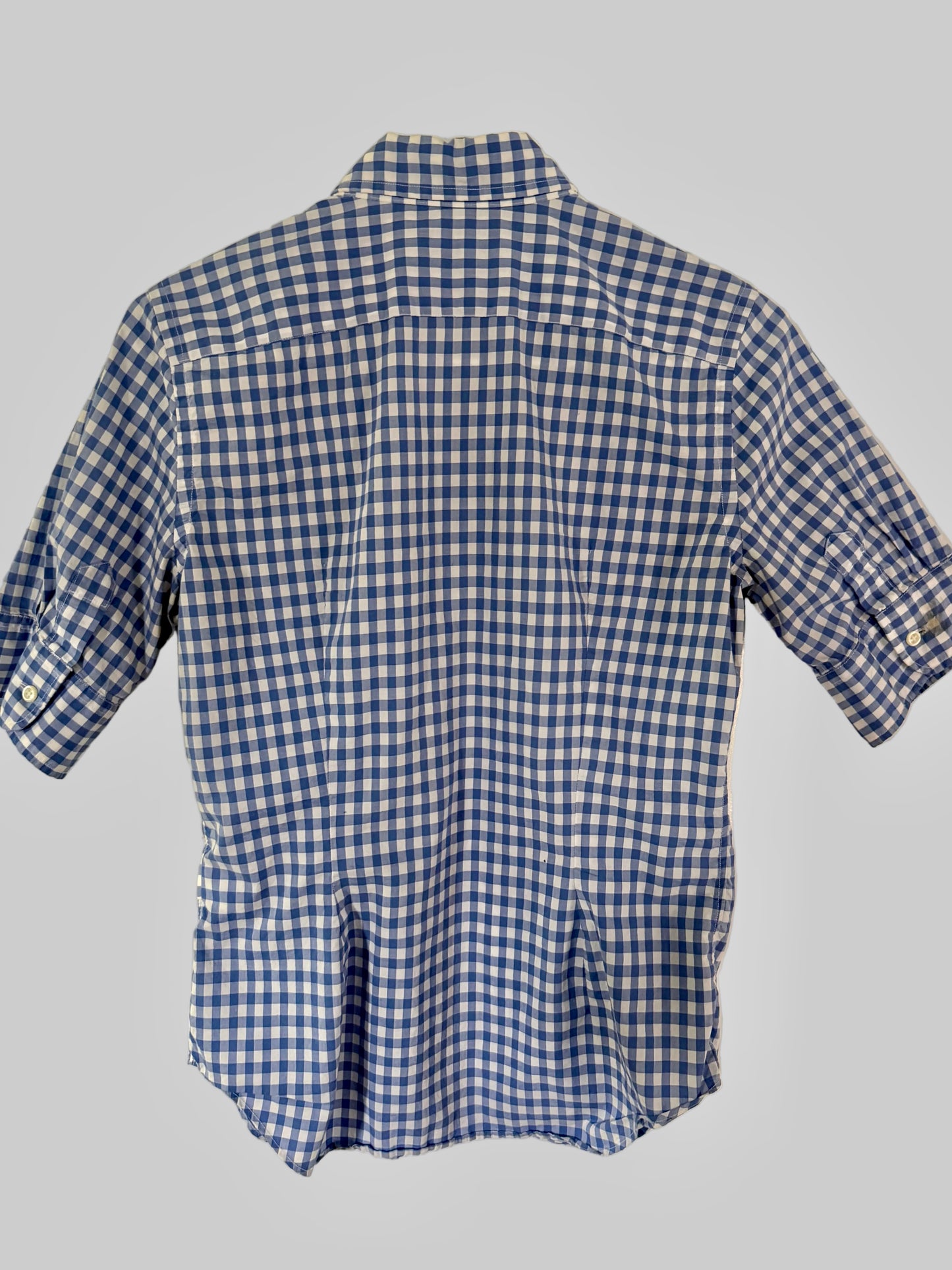 Vintage Ralph Lauren Gingham Check Short-Sleeve Button-Down Shirt – Blue/White S