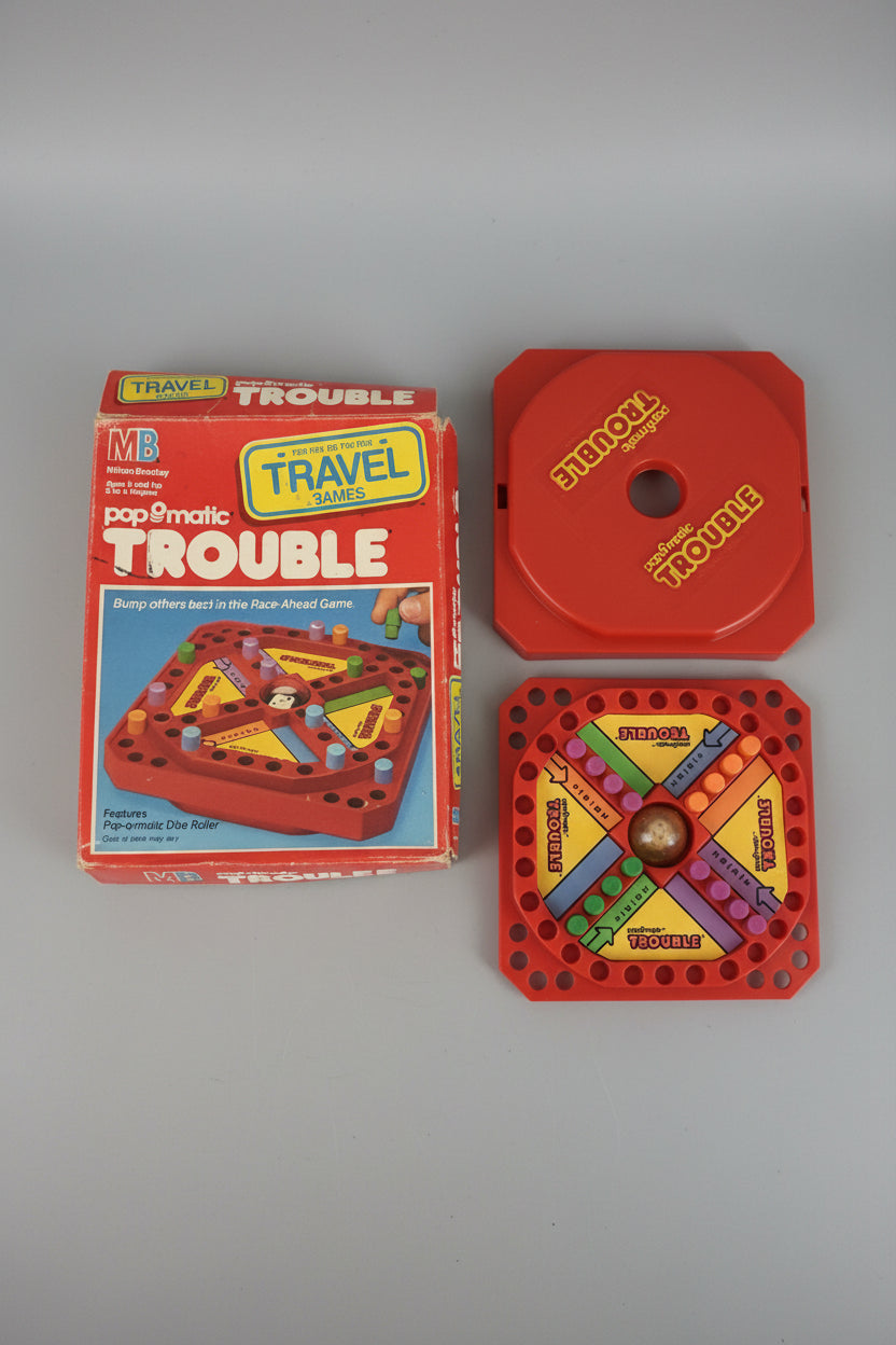 Vintage Travel Trouble Game 1989 Milton Bradley Pop-O-Matic Complete 4704 Retro