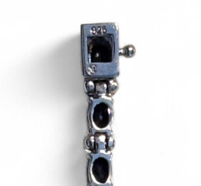 Vintage Macy's Natural Sapphire and Diamond Tennis Bracelet in 925 Sterling Silver (7 Inches)
