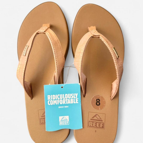Reef Mia Sassy Thong Flip-Flop Sandals Copper Croc - Women's Size 8