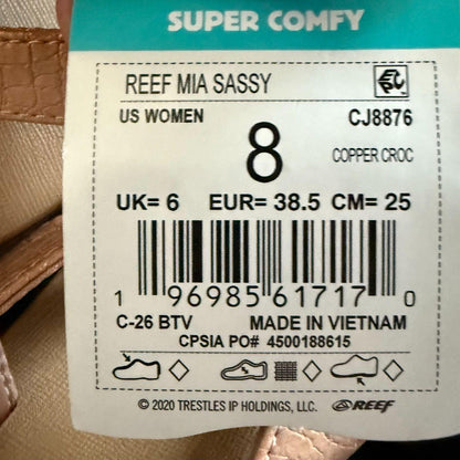 Reef Mia Sassy Thong Flip-Flop Sandals Copper Croc - Women's Size 8
