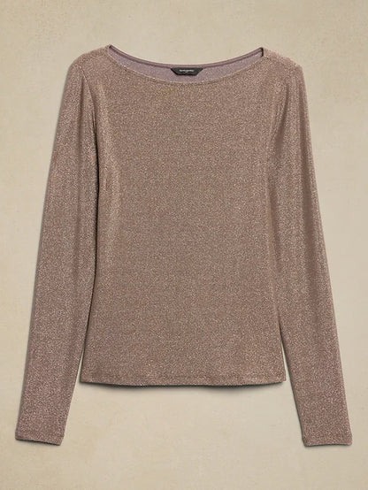 Banana Republic Sparkle Boatneck Metallic Top – Size Small