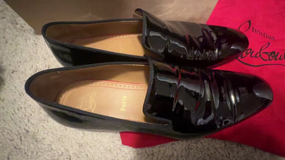Authentic Christian Louboutin Dandelion Black Patent Leather Loafers Size 42 (9 US)
