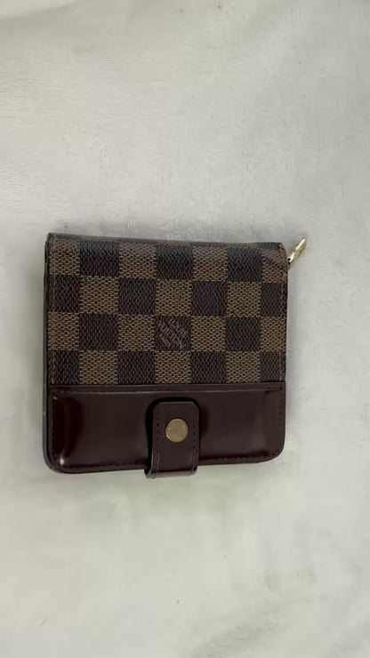 Authentic Louis Vuitton Damier Ebene Compact Zip Bifold Wallet N61668 Spain