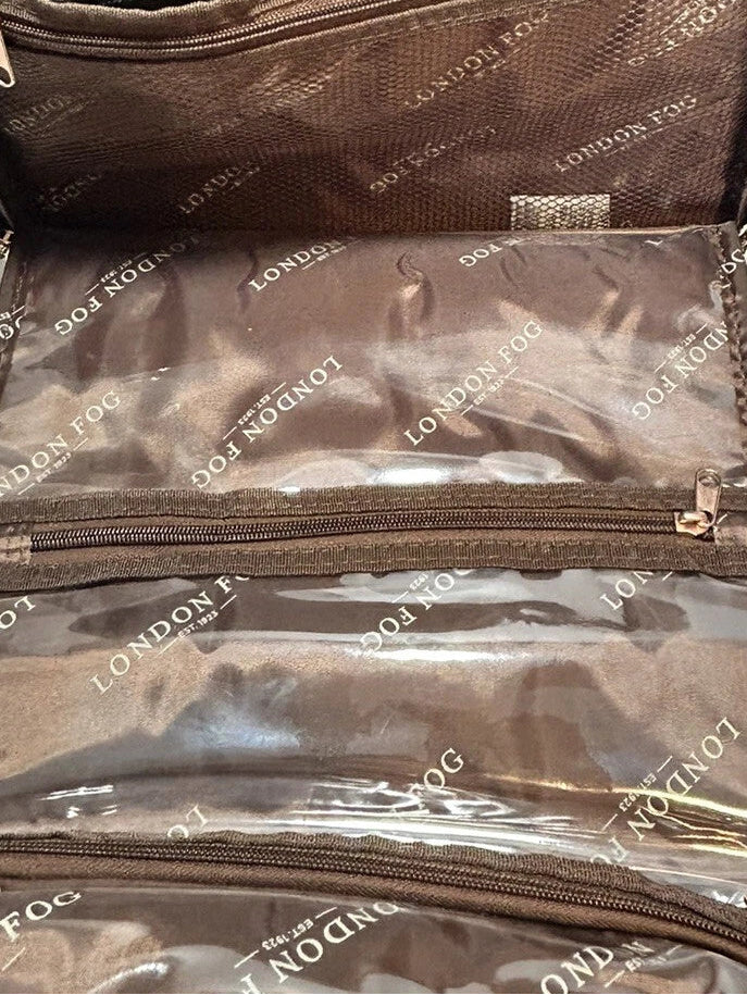 London Fog Brentwood 15" Under Seat Rolling Carry On Bag Luggage – Brown Olive Plaid