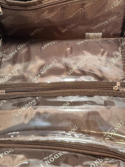 London Fog Brentwood 15" Under Seat Rolling Carry On Bag Luggage – Brown Olive Plaid